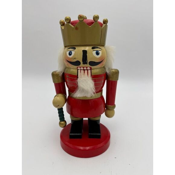 Traditional Wooden Nutcracker King Figurine -‎ Festive Holiday Decor - Picture 1 of 10